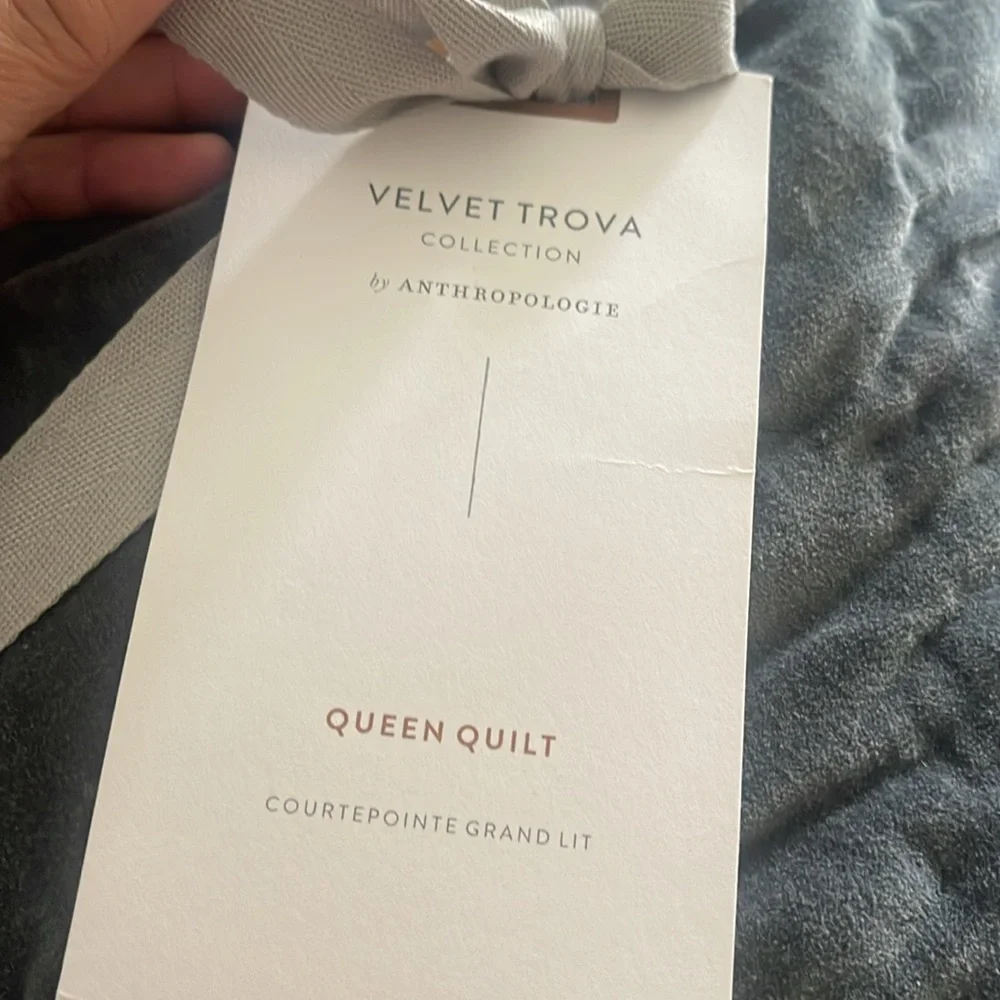 Anthropologie Trova Velvet Quilt Queen - Picture 6 of 8